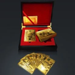 RARE-T 24K Gold Plated Playing Cards - $100 USD Pattern Playing Cards With Elegant Display Box