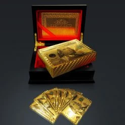 RARE-T 24K Gold Plated Playing Cards - $100 USD Pattern Playing Cards With Elegant Display Box