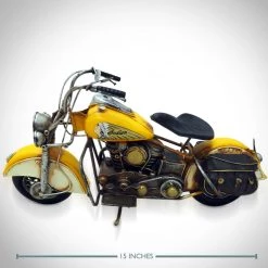 Decor L'Autre Sens 50'S Indian Chief Handmade Yellow Motorcycle Collectible Statues