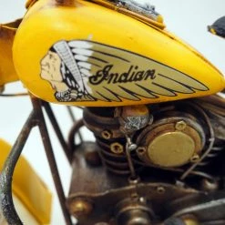 Decor L'Autre Sens 50'S Indian Chief Handmade Yellow Motorcycle Collectible Statues