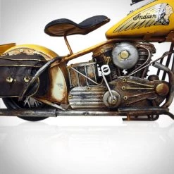 Decor L'Autre Sens 50'S Indian Chief Handmade Yellow Motorcycle Collectible Statues