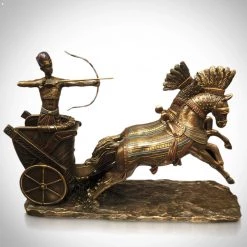Decor L'Autre Sens Egyptian Pharaoh Ramses On Chariot Cast Bronze Statue