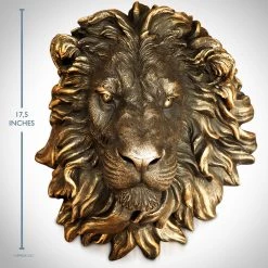 Decor L'Autre Sens Lion Head Cast Bronze Wall Statue Collectible Statues