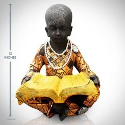Decor L'Autre Sens Collectible Statues Young Buddha Reading Monk Fine Art Statue