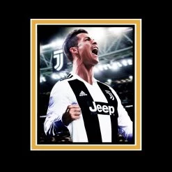 APW Signed Memorabilia Cristiano Ronaldo- Hand-Signed Juventus Jersey Custom Museum Frame