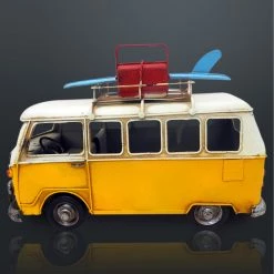 Decor L'Autre Sens 60'S Volkswagen Handmade Metal Yellow Bus Collectible Statues