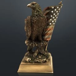 Decor L'Autre Sens American Bald Eagle And USA Flag Cast Bronze Statue