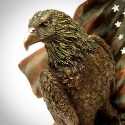 Decor L'Autre Sens American Bald Eagle And USA Flag Cast Bronze Statue