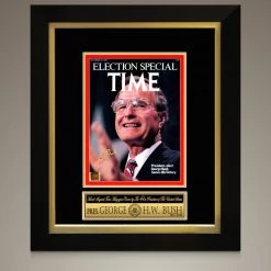 APW George H. W. Bush- Hand-Signed Election Special Time Magazine 1988 Cover Photo Custom Frame