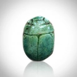 Best Of Egypt Funerary Scarab Bead - Glazed Steatite Funerary Scarab Bead From 664-332 BC Custom Museum Display