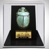 Authentic Xl Glazed Steatite Funerary Scarab Bead Displayed In A Rare-T Exclusive Custom Museum Display