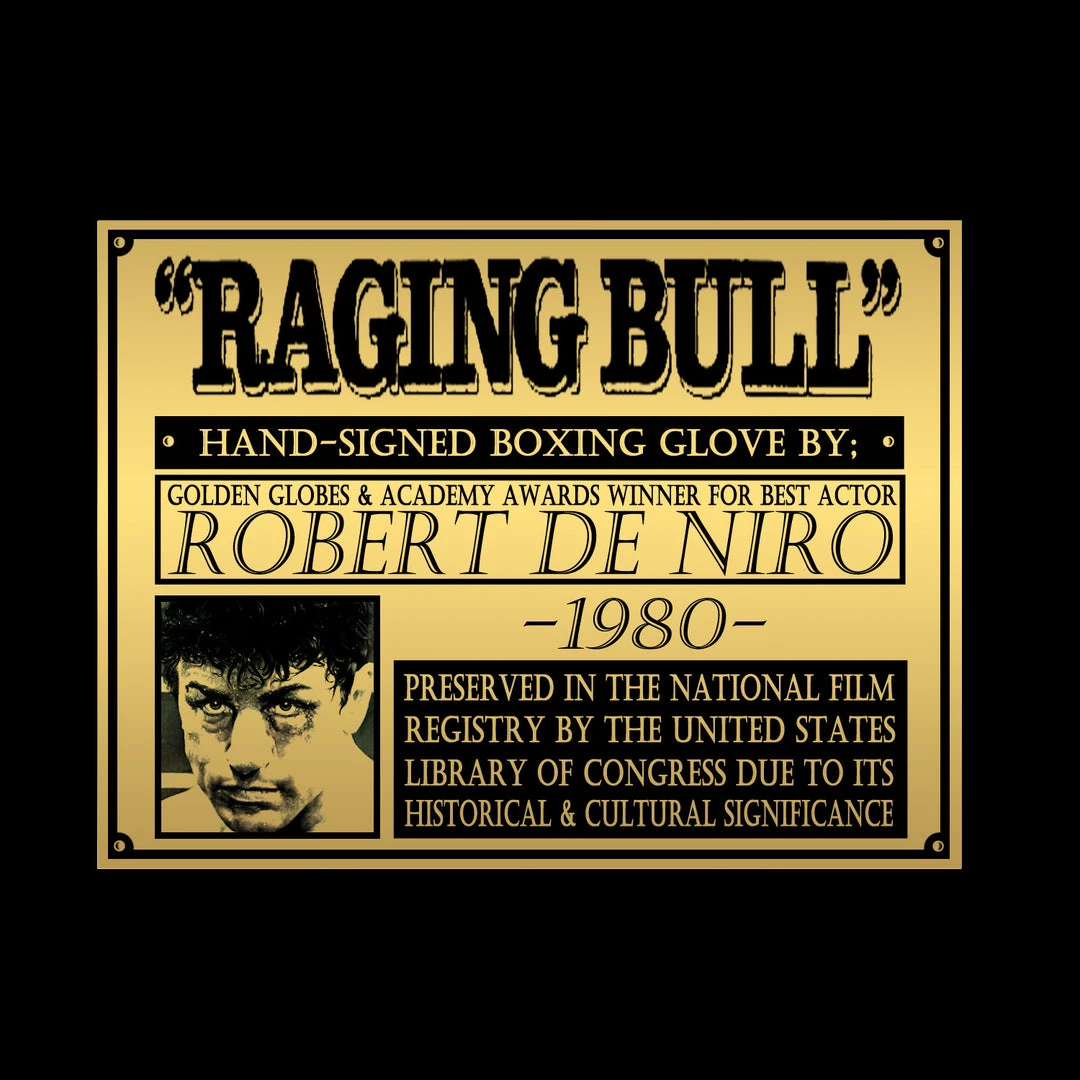 GIAN Signed Memorabilia Raging Bull - Hand-Signed Boxing Glove By Robert De Niro Museum Display 2 GIAN Signed Memorabilia Raging Bull - Hand-Signed Boxing Glove By Robert De Niro Museum Display