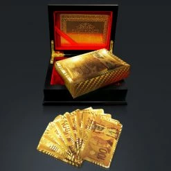 RARE-T Ready To Ship! 48 Hour Shipping! 24K Gold Plated Playing Cards With $100 CAD Pattern