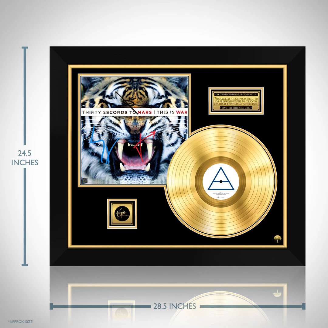 RARE-T Limited Edition Frames 30 Seconds To Mars - This Is War Gold LP Limited Signature Edition Studio Licensed Custom Frame 3 RARE-T Limited Edition Frames 30 Seconds To Mars - This Is War Gold LP Limited Signature Edition Studio Licensed Custom Frame