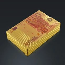 RARE-T 24K Gold Plated Playing Cards With 500 Euros Pattern Ready To Ship! 48 Hour Shipping!