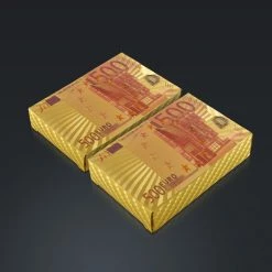 RARE-T 24K Gold Plated Playing Cards With 500 Euros Pattern Ready To Ship! 48 Hour Shipping!