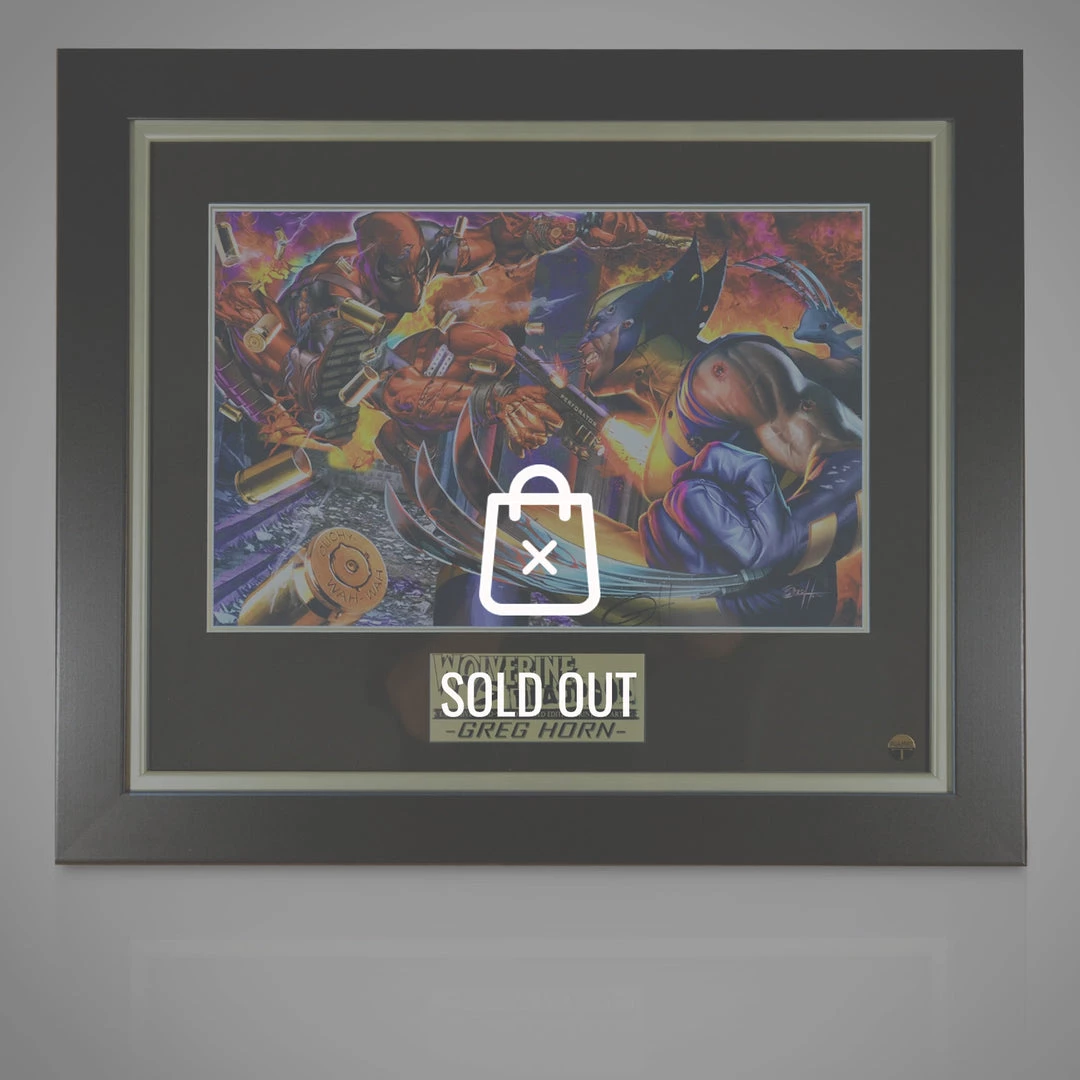 VAULT COLLECTIBLES Wolverine Vs Deadpool Print - Hand Signed By Greg Horn Rare-T Exclusive Custom Frame Signed Memorabilia 1 VAULT COLLECTIBLES Wolverine Vs Deadpool Print - Hand Signed By Greg Horn Rare-T Exclusive Custom Frame Signed Memorabilia