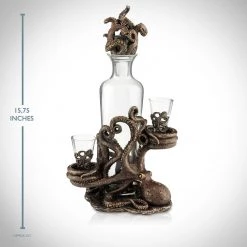 Decor L'Autre Sens Barware & Signs Octopus Spirit Glass Decanter & Shot Glasses