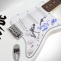 PPC Signed Memorabilia Ac/Dc- Psa/Dna Certified Hand-Signed Electric Guitar By Brian Johnson, Angus Young, Stevie Young & Chris Slade Custom Shadow Box Frame