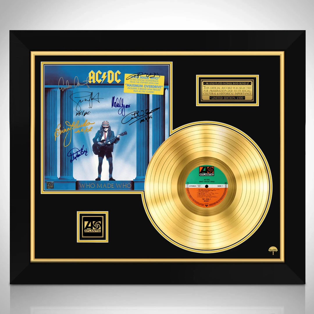 RARE-T AC/DC - Who Made Who - Maximum Overdrive Soundtrack Gold LP Limited Signature Edition Studio Licensed Custom Frame 1 RARE-T AC/DC - Who Made Who - Maximum Overdrive Soundtrack Gold LP Limited Signature Edition Studio Licensed Custom Frame