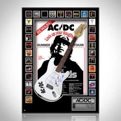 PPC Signed Memorabilia Ac/Dc- Psa/Dna Certified Hand-Signed Electric Guitar By Brian Johnson, Angus Young, Stevie Young & Chris Slade Custom Shadow Box Frame