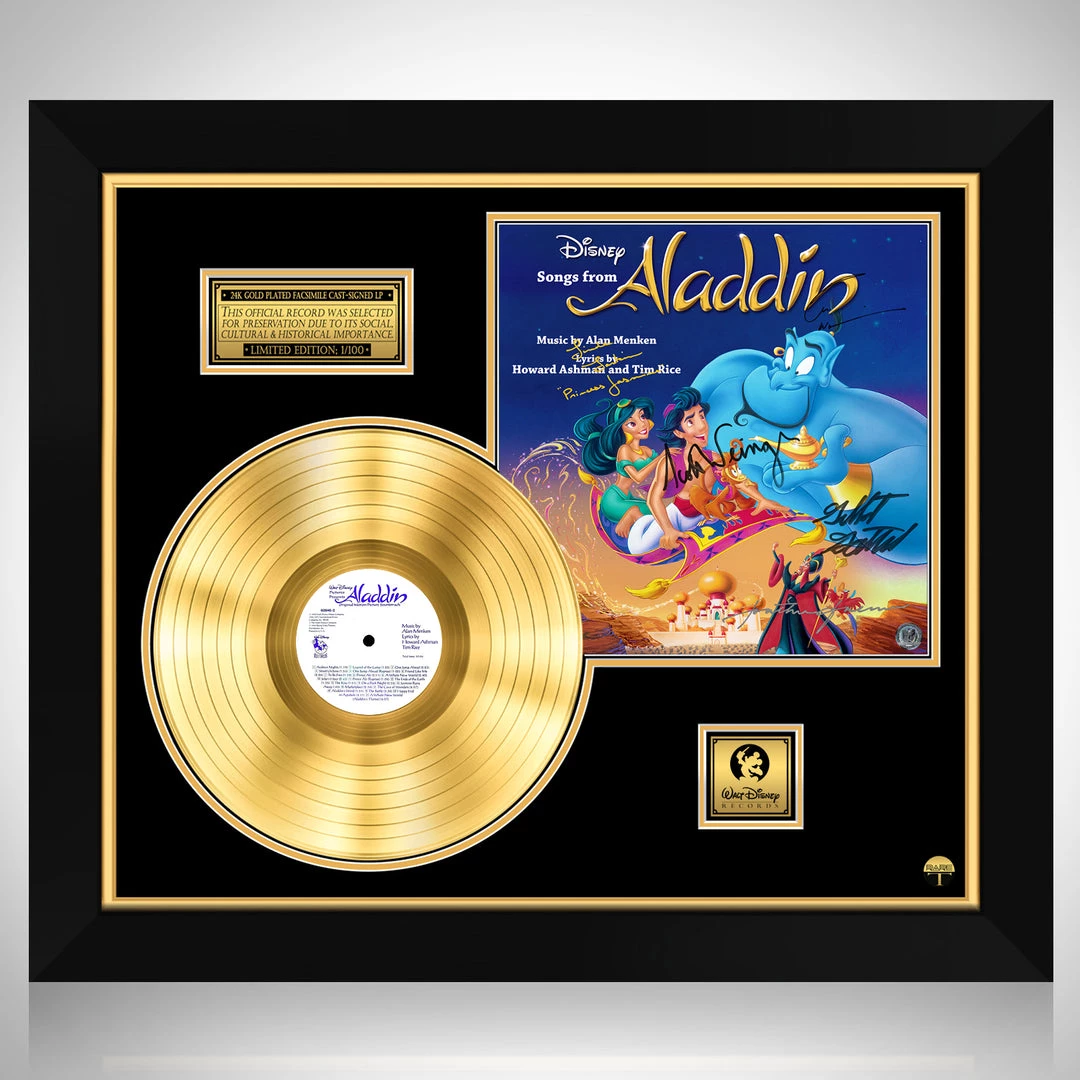 RARE-T Gold & Platinum Records Aladdin 1992 - Original Motion Picture Soundtrack Gold LP Limited Signature Edition Studio Licensed Custom Frame 1 RARE-T Gold & Platinum Records Aladdin 1992 - Original Motion Picture Soundtrack Gold LP Limited Signature Edition Studio Licensed Custom Frame