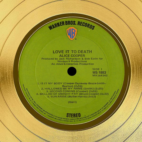 Rare-T Limited Edition Frames Alice Cooper Love It To Death Limited Signature Edition Studio Licensed Gold LP Custom Frame 7 Rare-T Limited Edition Frames Alice Cooper Love It To Death Limited Signature Edition Studio Licensed Gold LP Custom Frame