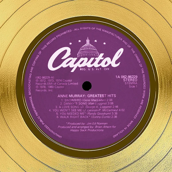 RARE-T Anne Murray - Murray's Greatest Hits Gold LP Limited Signature Edition Studio Licensed Custom Frame 5 RARE-T Anne Murray - Murray's Greatest Hits Gold LP Limited Signature Edition Studio Licensed Custom Frame