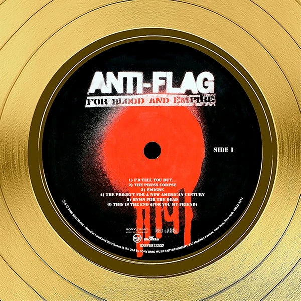 RARE-T Anti-Flag - For Blood And Empire Gold LP Limited Signature Edition Studio Licensed Custom Frame Limited Edition Frames 5 RARE-T Anti-Flag - For Blood And Empire Gold LP Limited Signature Edition Studio Licensed Custom Frame Limited Edition Frames