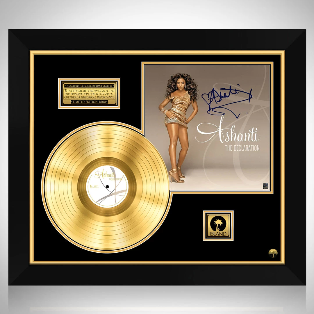 RARE-T Limited Edition Frames Ashanti - The Declaration Gold LP Limited Signature Edition Studio Licensed Custom Frame 1 RARE-T Limited Edition Frames Ashanti - The Declaration Gold LP Limited Signature Edition Studio Licensed Custom Frame