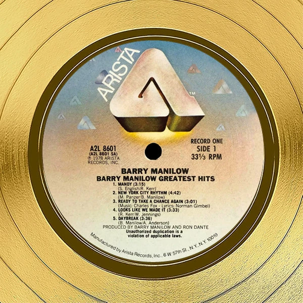 RARE-T Barry Manilow - Greatest Hits Gold LP Limited Signature Edition Studio Licensed Custom Frame 5 RARE-T Barry Manilow - Greatest Hits Gold LP Limited Signature Edition Studio Licensed Custom Frame