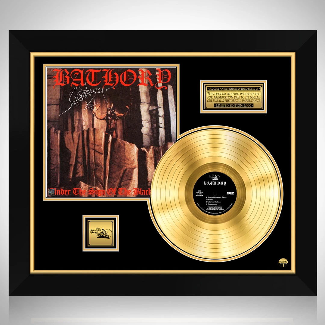 RARE-T Bathory - Under The Sign Of The Black Mark Gold LP Limited Signature Edition Studio Licensed Custom Frame 1 RARE-T Bathory - Under The Sign Of The Black Mark Gold LP Limited Signature Edition Studio Licensed Custom Frame