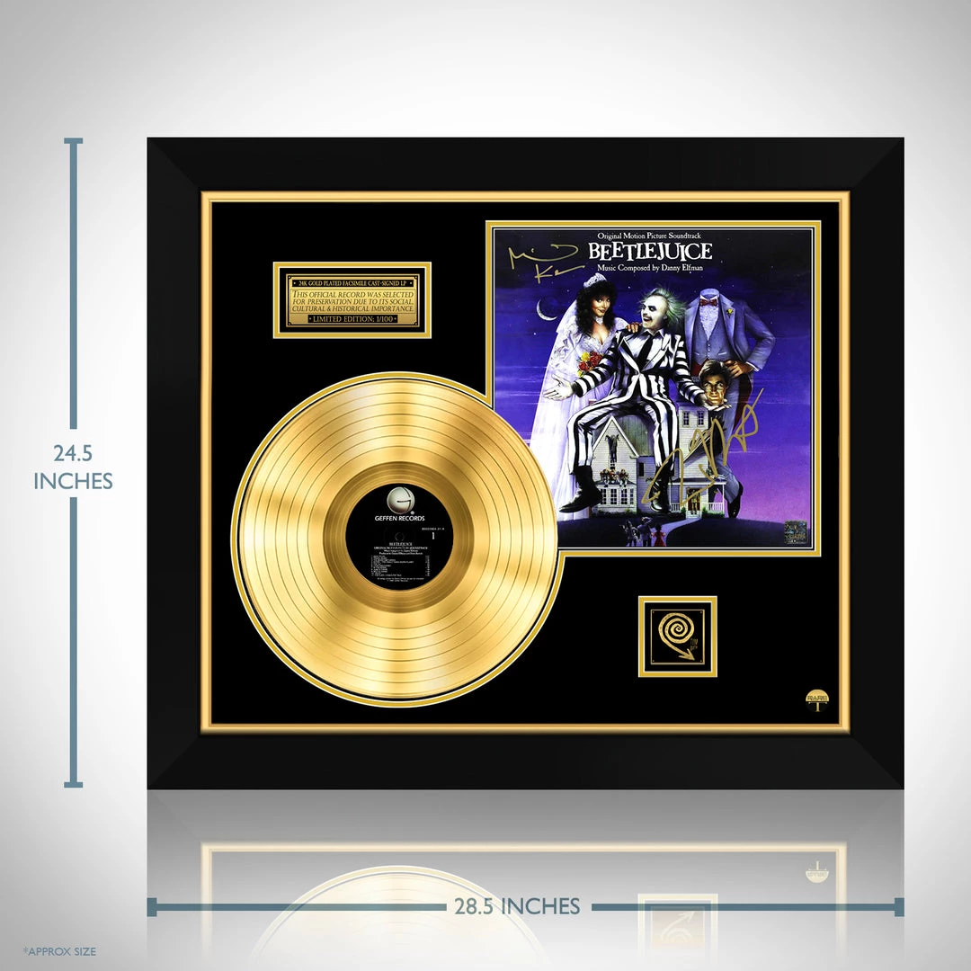 RARE-T Limited Edition Frames Beetlejuice Motion Picture Soundtrack Limited Signature Edition Gold LP Custom Frame 3 RARE-T Limited Edition Frames Beetlejuice Motion Picture Soundtrack Limited Signature Edition Gold LP Custom Frame