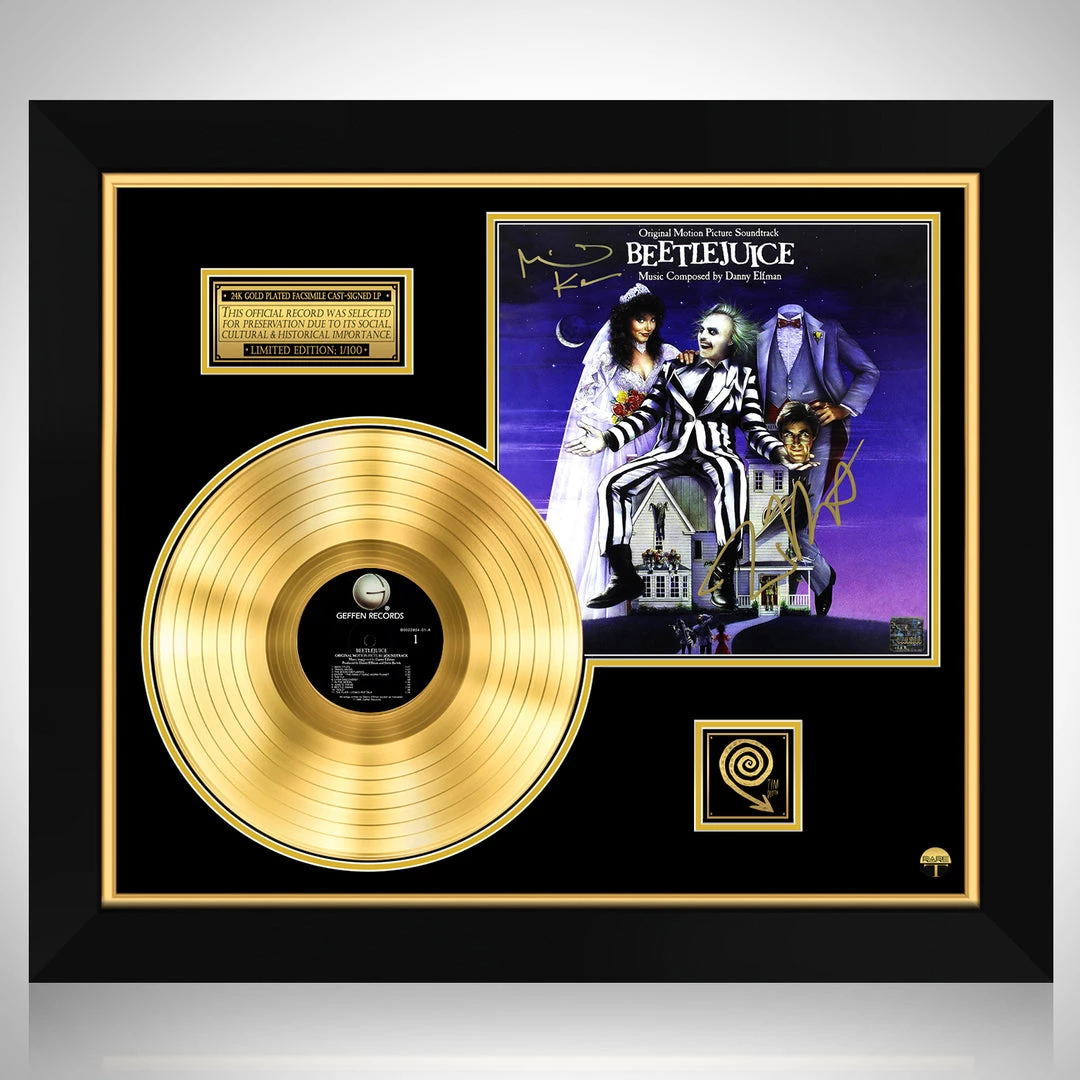 RARE-T Limited Edition Frames Beetlejuice Motion Picture Soundtrack Limited Signature Edition Gold LP Custom Frame 1 RARE-T Limited Edition Frames Beetlejuice Motion Picture Soundtrack Limited Signature Edition Gold LP Custom Frame