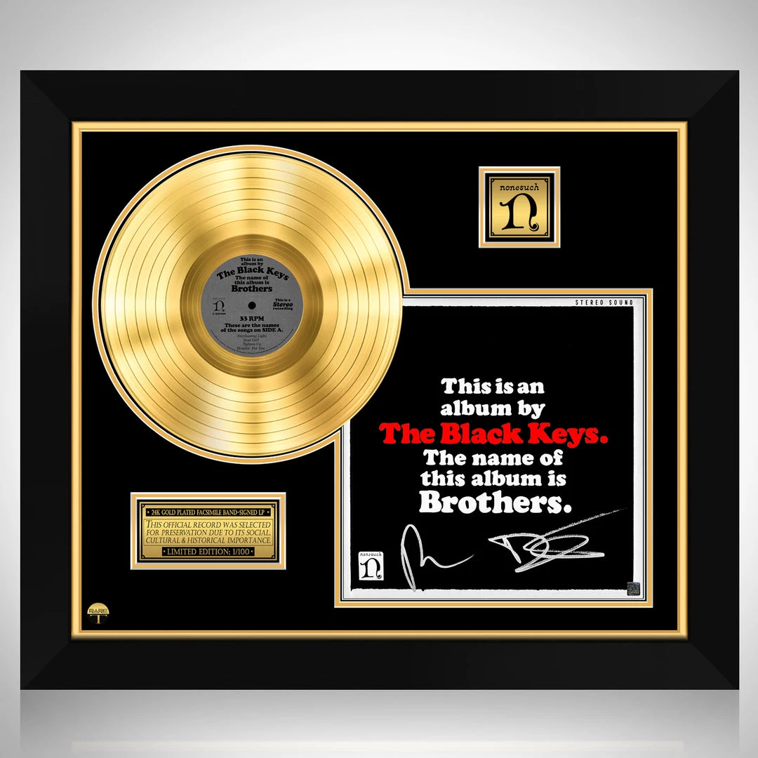 RARE-T Limited Edition Frames The Black Keys - Brothers Gold LP Limited Signature Edition Studio Licensed Custom Frame 1 RARE-T Limited Edition Frames The Black Keys - Brothers Gold LP Limited Signature Edition Studio Licensed Custom Frame