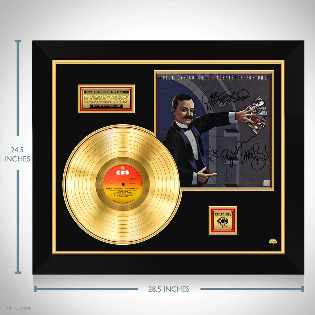 Rare-T Blue ??yster Cult Agents Of Fortune Gold LP Limited Signature Edition Studio Licensed Custom Frame 6 Rare-T Blue ??yster Cult Agents Of Fortune Gold LP Limited Signature Edition Studio Licensed Custom Frame