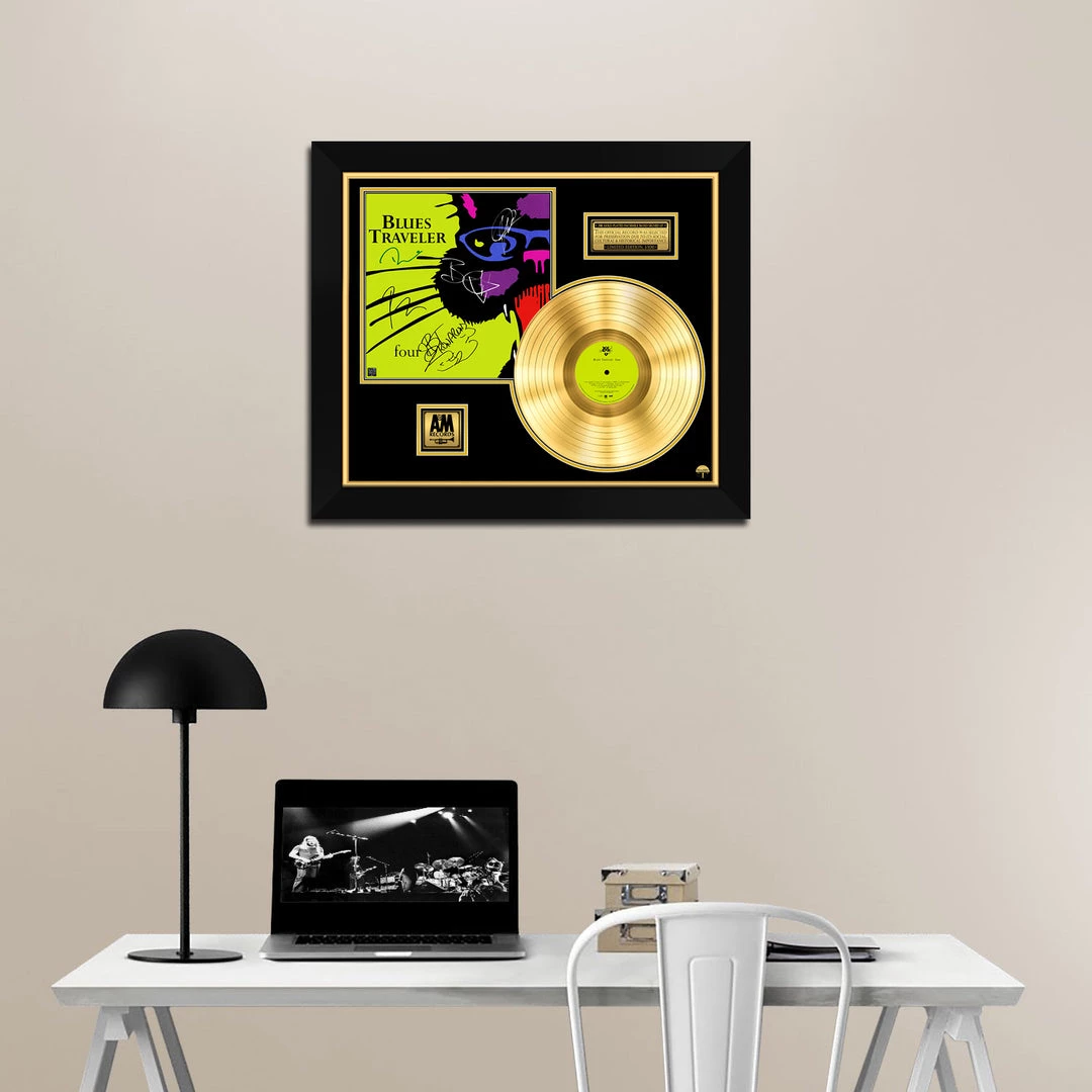 RARE-T Blues Traveler - Four Gold LP Limited Signature Edition Studio Licensed Custom Frame 2 RARE-T Blues Traveler - Four Gold LP Limited Signature Edition Studio Licensed Custom Frame