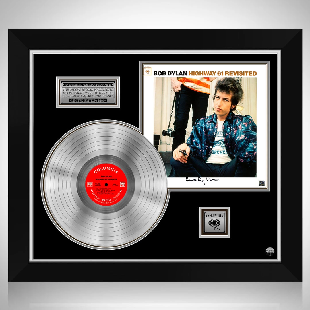 RARE-T Bob Dylan Highway 61 Revisited Limited Signature Edition Studio Licensed Platinum LP Custom Frame Limited Edition Frames 1 RARE-T Bob Dylan Highway 61 Revisited Limited Signature Edition Studio Licensed Platinum LP Custom Frame Limited Edition Frames