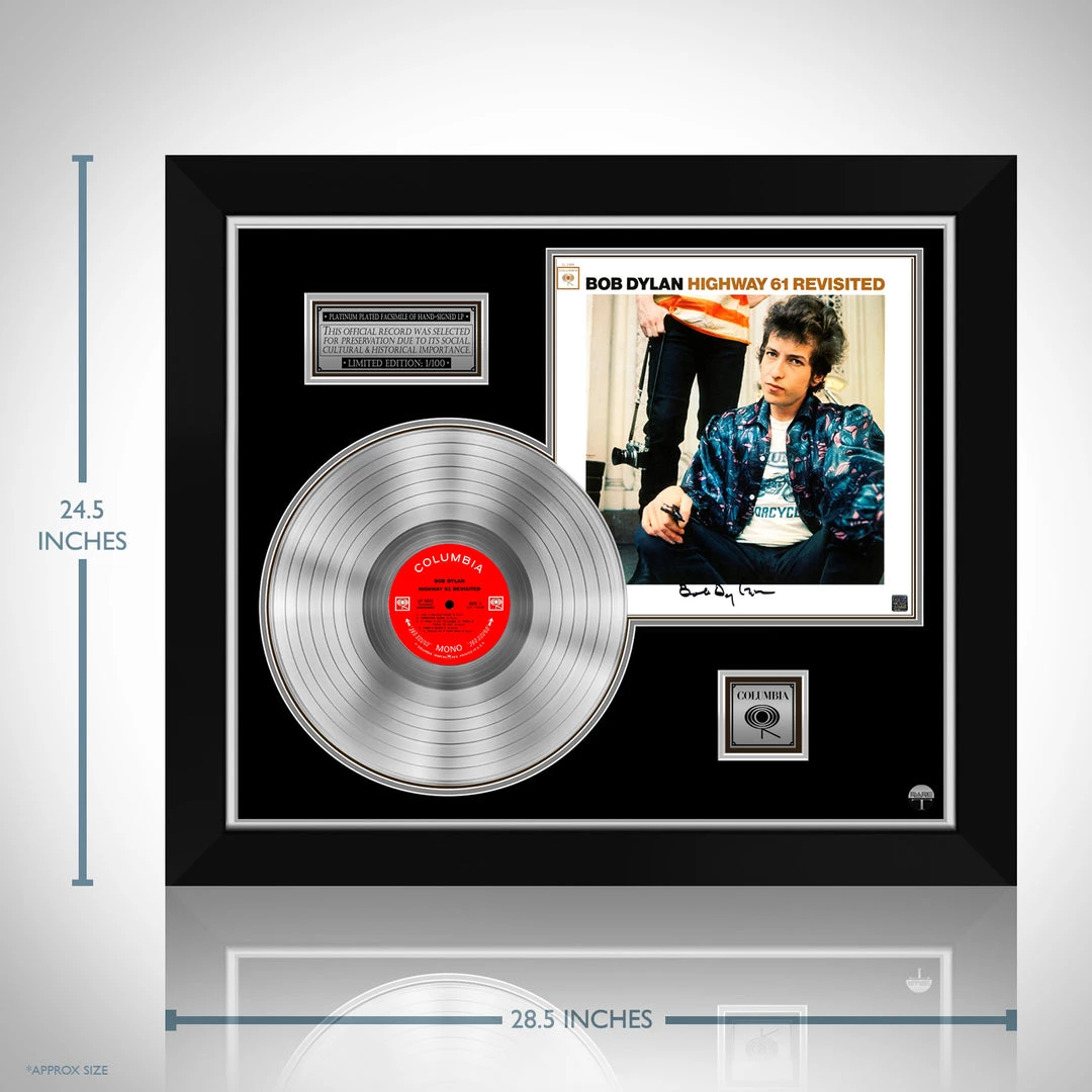 RARE-T Bob Dylan Highway 61 Revisited Limited Signature Edition Studio Licensed Platinum LP Custom Frame Limited Edition Frames 3 RARE-T Bob Dylan Highway 61 Revisited Limited Signature Edition Studio Licensed Platinum LP Custom Frame Limited Edition Frames