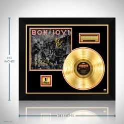 RARE-T Bon Jovi Slippery When Wet Gold LP Limited Signature Edition Studio Licensed Custom Frame