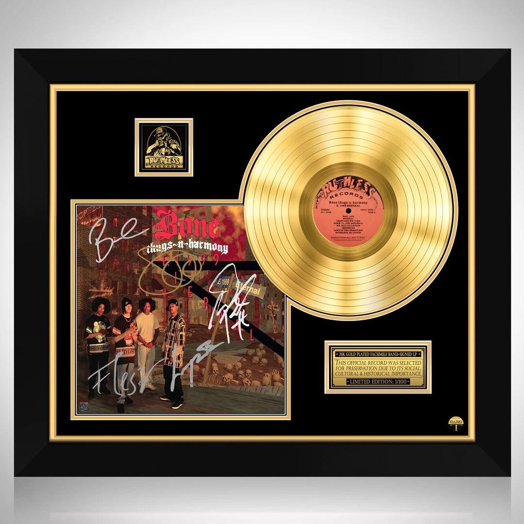 RARE-T Bone Thugs-N-Harmony - E.1999 Eternal Gold LP Limited Signature Edition Studio Licensed Custom Frame 1 RARE-T Bone Thugs-N-Harmony - E.1999 Eternal Gold LP Limited Signature Edition Studio Licensed Custom Frame