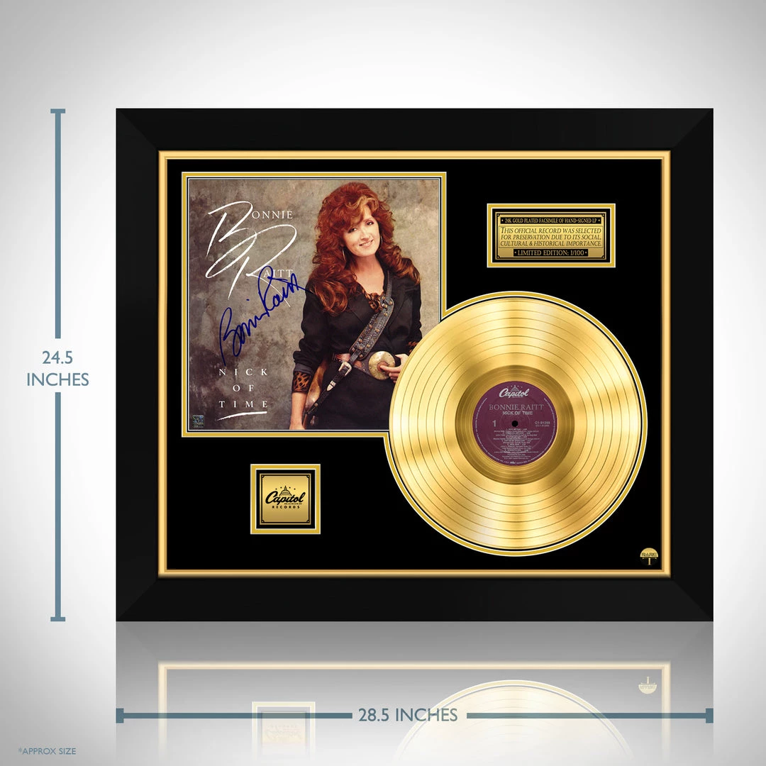 RARE-T Bonnie Raitt - Nick Of Time Gold LP Limited Signature Edition Studio Licensed Custom Frame Limited Edition Frames 3 RARE-T Bonnie Raitt - Nick Of Time Gold LP Limited Signature Edition Studio Licensed Custom Frame Limited Edition Frames