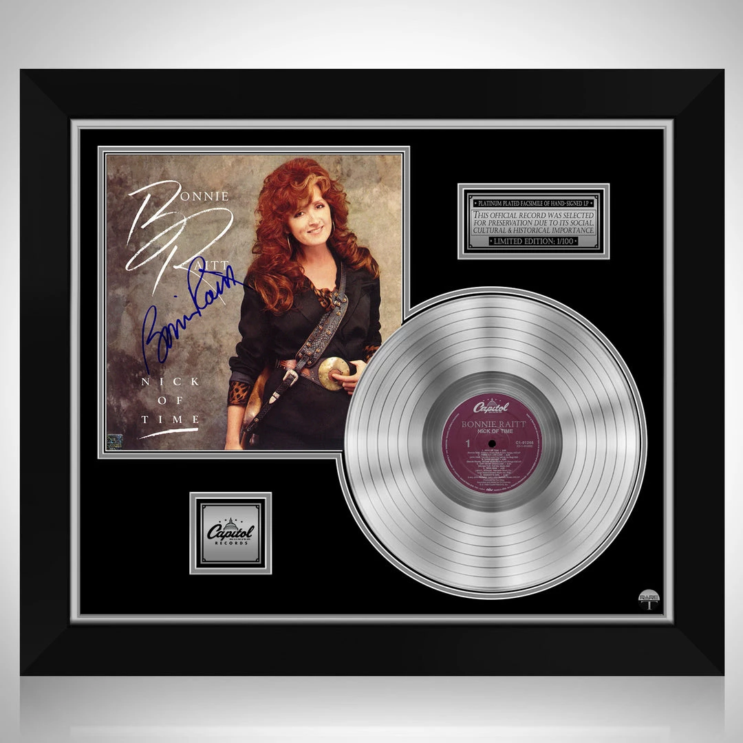 RARE-T Limited Edition Frames Bonnie Raitt - Nick Of Time Platinum LP Limited Signature Edition Studio Licensed Custom Frame 1 RARE-T Limited Edition Frames Bonnie Raitt - Nick Of Time Platinum LP Limited Signature Edition Studio Licensed Custom Frame