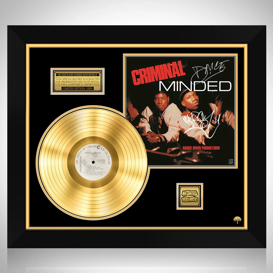 RARE-T Boogie Down Productions - Criminal Minded Gold LP Limited Signature Edition Studio Licensed Custom Frame Limited Edition Frames 1 RARE-T Boogie Down Productions - Criminal Minded Gold LP Limited Signature Edition Studio Licensed Custom Frame Limited Edition Frames