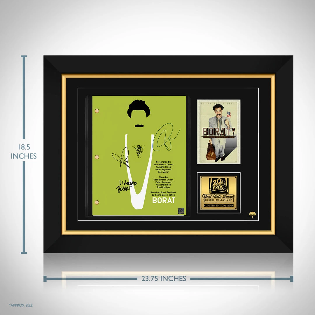 RARE-T Borat Transcript Limited Signature Edition Studio Licensed Custom Frame 2 RARE-T Borat Transcript Limited Signature Edition Studio Licensed Custom Frame