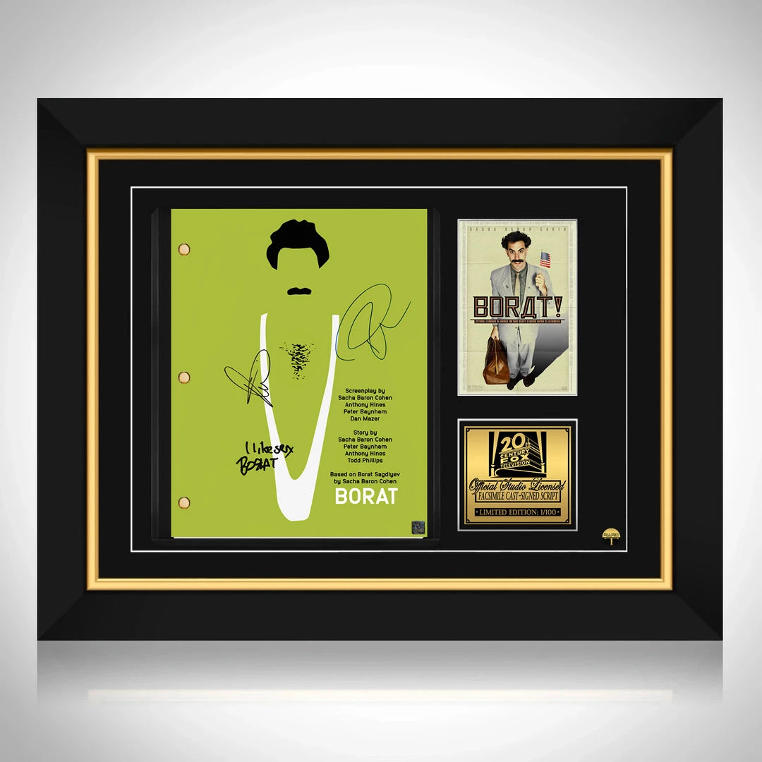 RARE-T Borat Transcript Limited Signature Edition Studio Licensed Custom Frame 1 RARE-T Borat Transcript Limited Signature Edition Studio Licensed Custom Frame