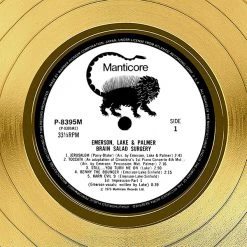 RARE-T Emerson, Lake And Palmer - Brain Salad Surgery Gold LP Limited Signature Edition Studio Licensed Custom Frame