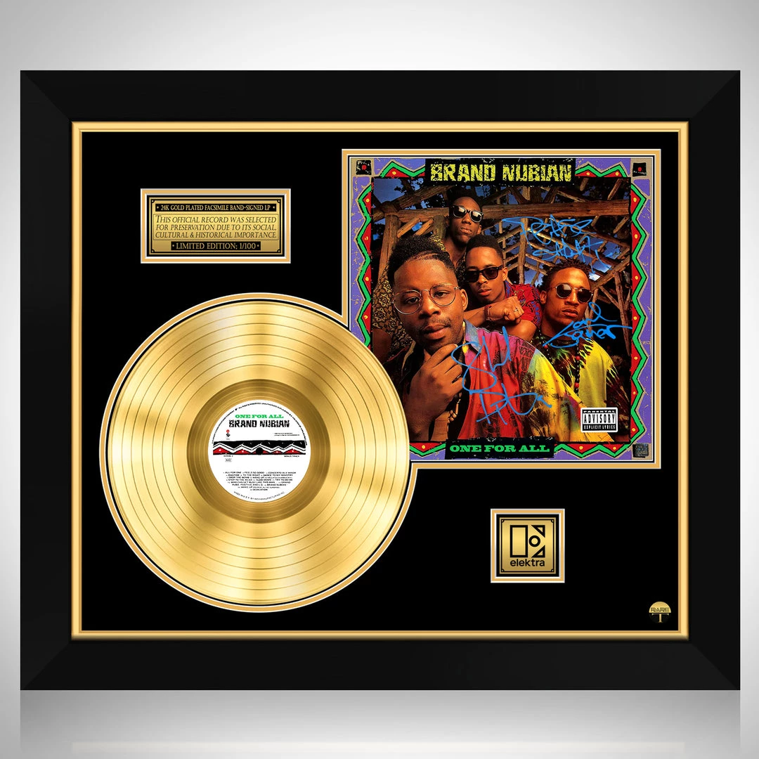 RARE-T Brand Nubian - One For All Gold LP Limited Signature Edition Studio Licensed Custom Frame 1 RARE-T Brand Nubian - One For All Gold LP Limited Signature Edition Studio Licensed Custom Frame