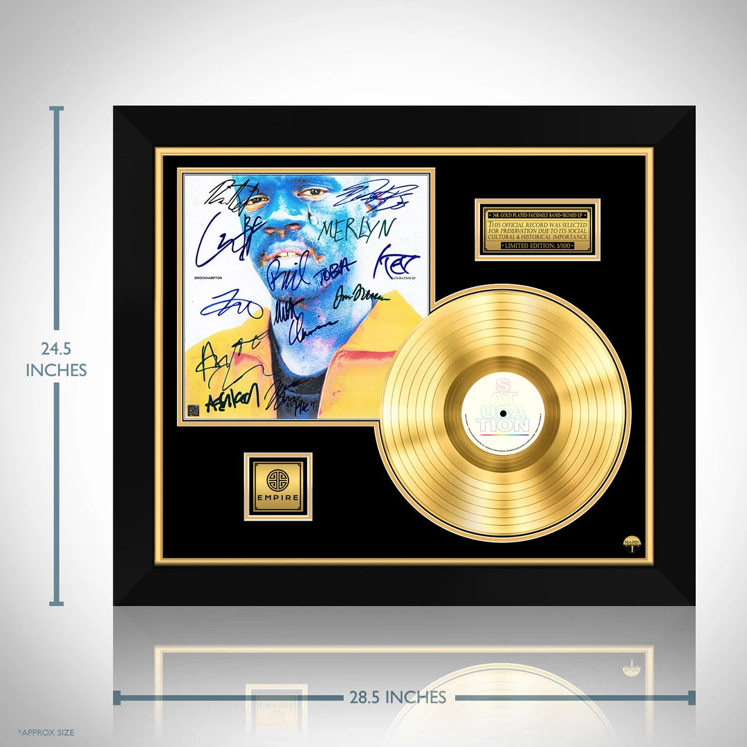 RARE-T Brockhampton - Saturation III Gold LP Limited Signature Edition Studio Licensed Custom Frame Limited Edition Frames 3 RARE-T Brockhampton - Saturation III Gold LP Limited Signature Edition Studio Licensed Custom Frame Limited Edition Frames