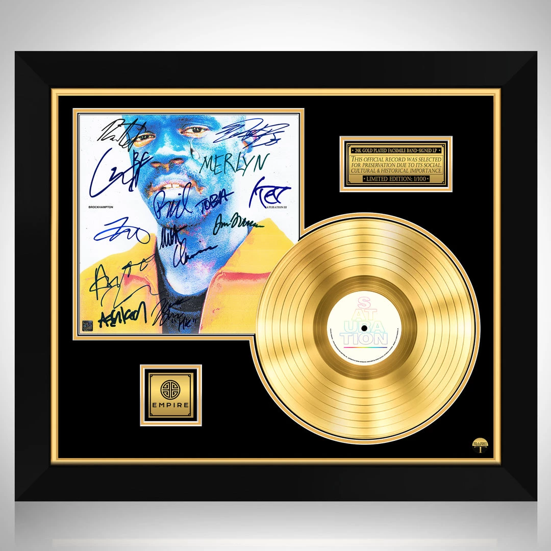RARE-T Brockhampton - Saturation III Gold LP Limited Signature Edition Studio Licensed Custom Frame Limited Edition Frames 1 RARE-T Brockhampton - Saturation III Gold LP Limited Signature Edition Studio Licensed Custom Frame Limited Edition Frames